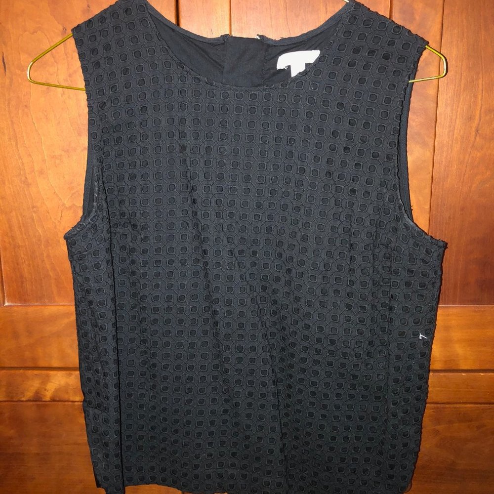 Gap Black Eyelet Sleeveless Boxy Top